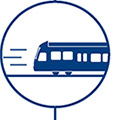 icon of link train moving on tracks